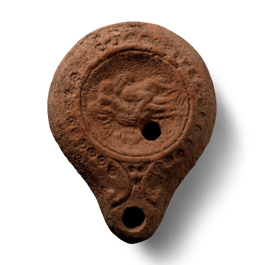 Roman Terracotta Oil Lamp with Erotic Scene