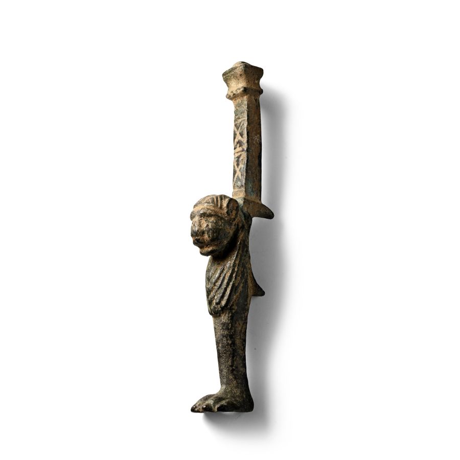 Roman Bronze Tray Leg with Lion