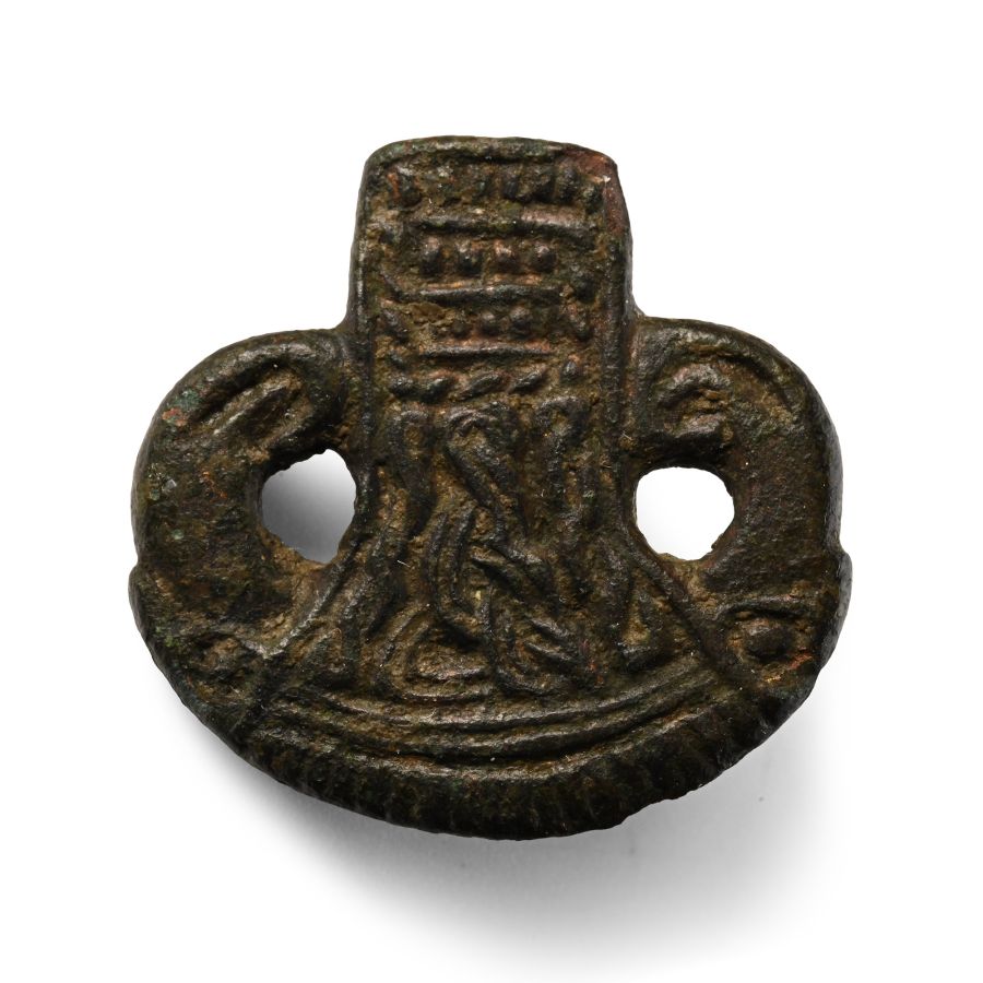 Anglo-Saxon Brooch Terminal with Ravens