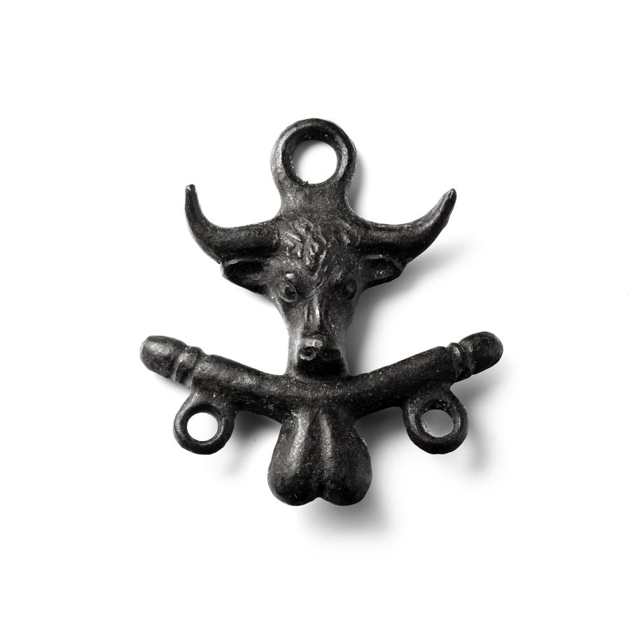 Roman Style Bronze Bull-Headed Phallic Pendant