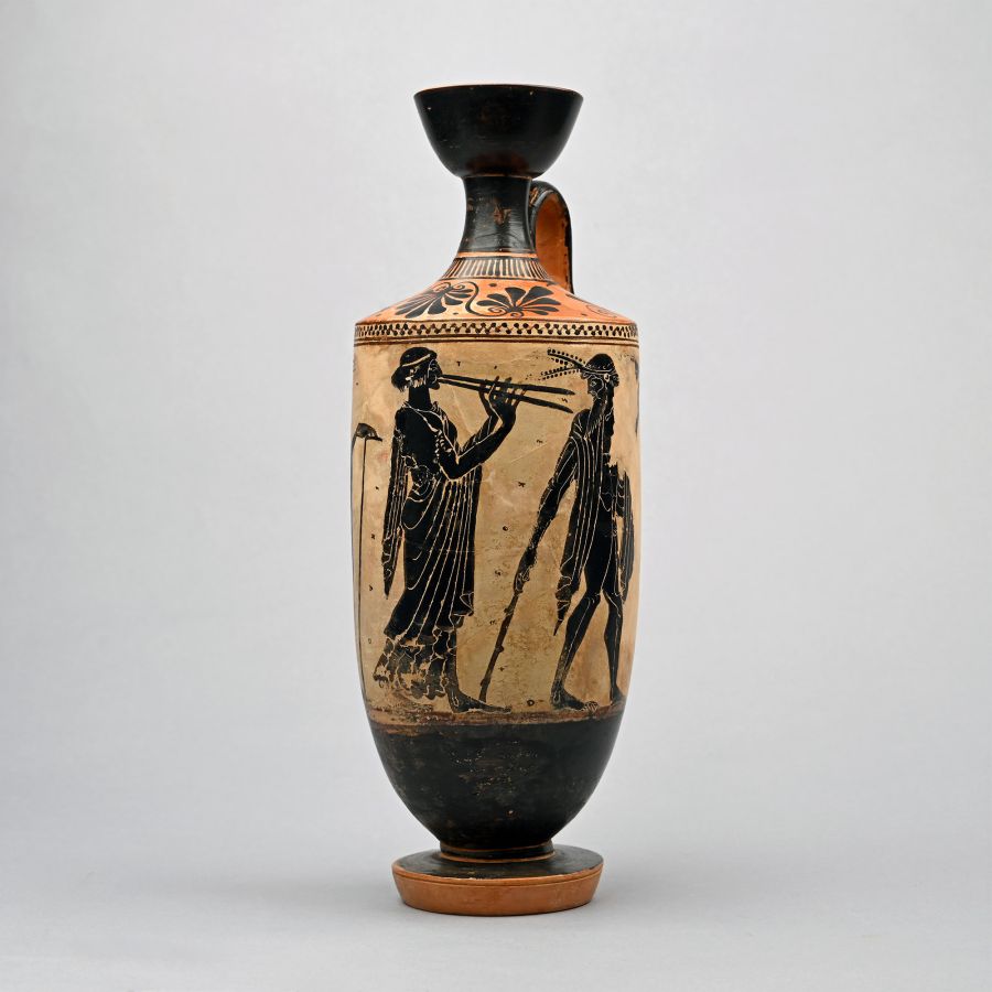 Greek Attic Terracotta Black-Figure Lekythos Attributed to the Athena Painter