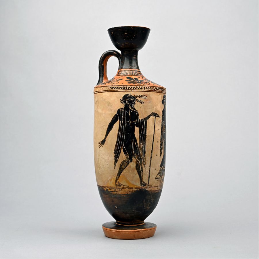 Greek Attic Terracotta Black-Figure Lekythos Attributed to the Athena Painter