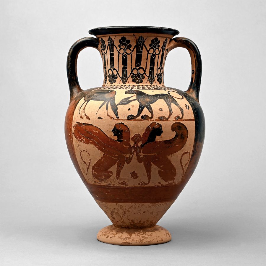 Greek Terracotta Amphora Attributed to the Phineus Painter