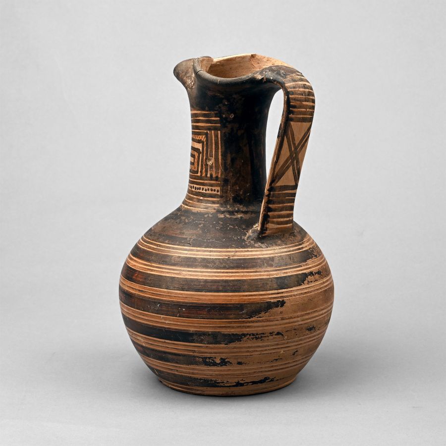 Attic Terracotta Geometric Jug with Handle