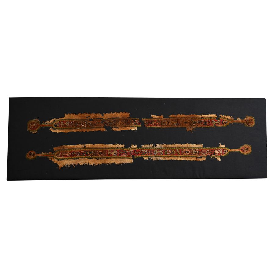 Large Mounted Egyptian Coptic Textile Pair with Animals