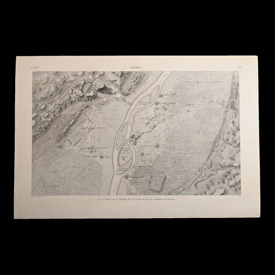 Very Large Egyptian Expedition Lithograph of Thebes