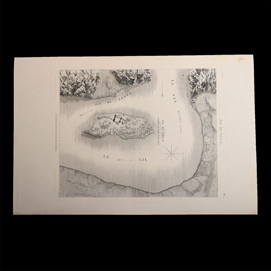Very Large Egyptian Expedition Lithograph of the Isle of Philae
