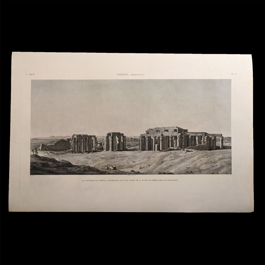 Very Large Egyptian Expedition Lithograph of the Memnonium at Thebes
