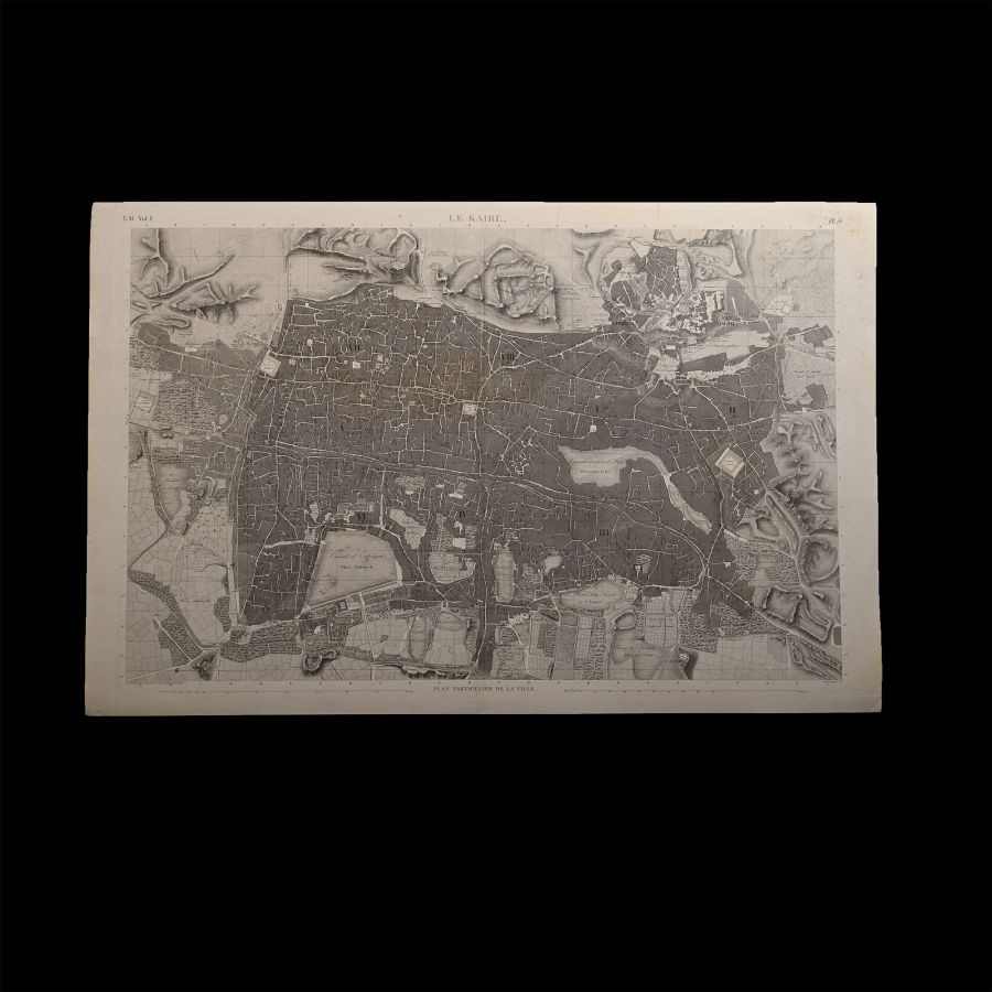 Very Large Egyptian Expedition Lithograph of the Plan of Cairo