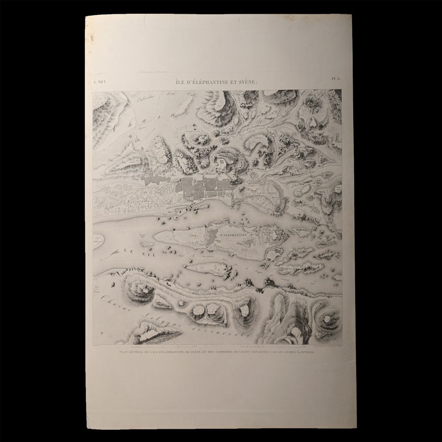 Very Large Egyptian Expedition Lithograph of Elephantine Island