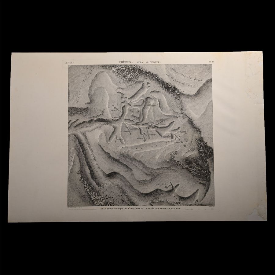 Very Large Egyptian Expedition Lithograph of a Plan of Thebes