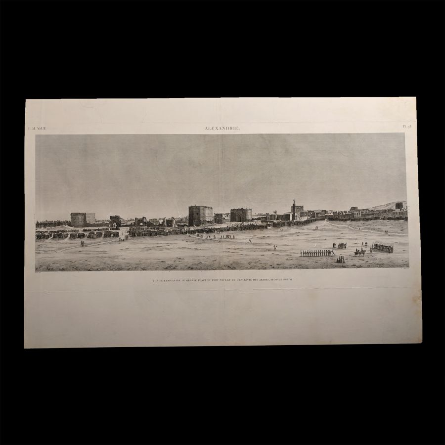 Very Large Egyptian Expedition Lithograph of a View of Alexandria