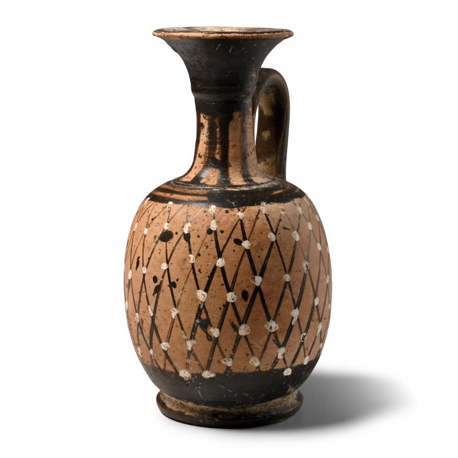 Greek Apulian Blackware Net-Painted Lekythos