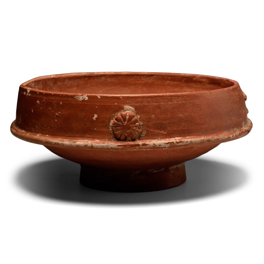 Roman Arretine Red Slip Terra Sigillata Cup with Rabbits and SEX.M.D. Maker's Mark