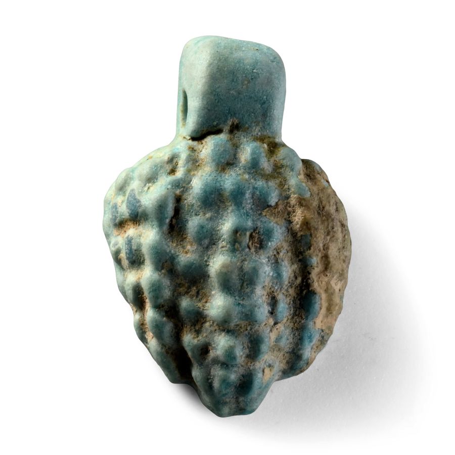 Egyptian Blue Faience Grapes Amulet