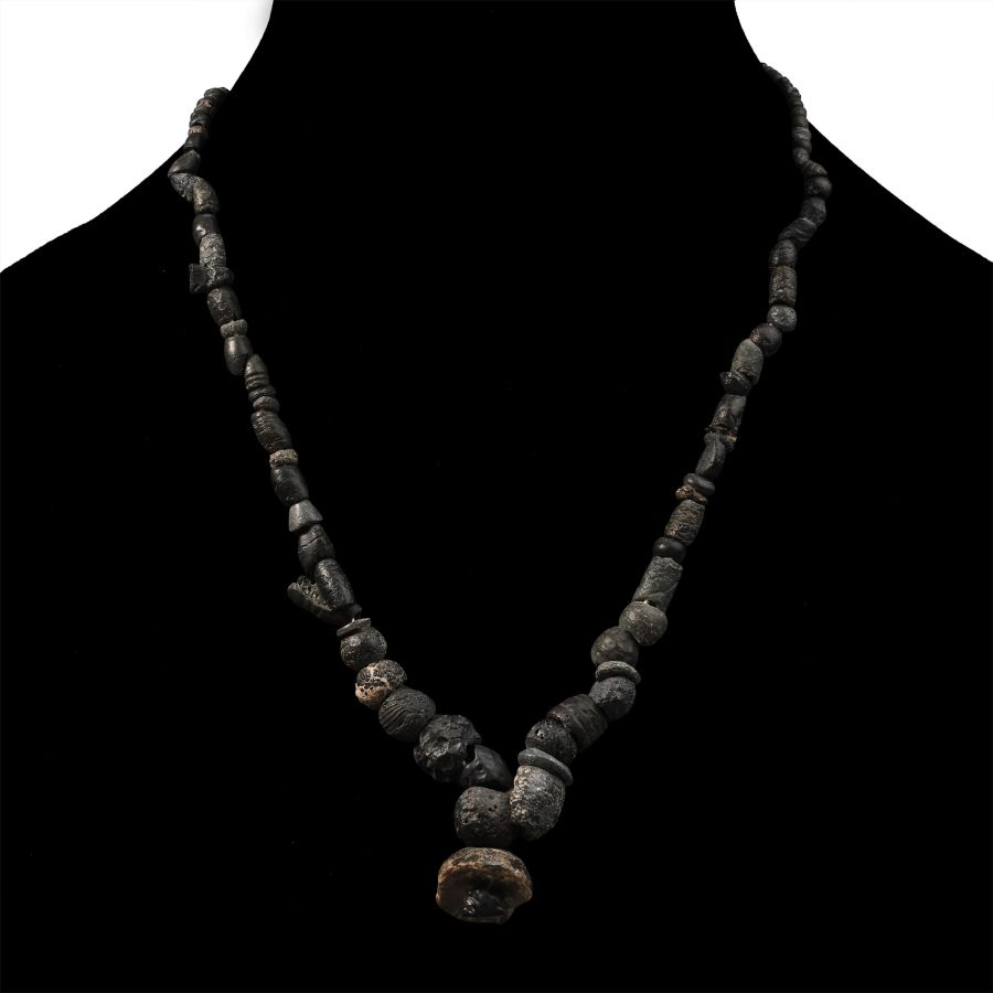 Roman and Later Black Glass Bead Necklace String