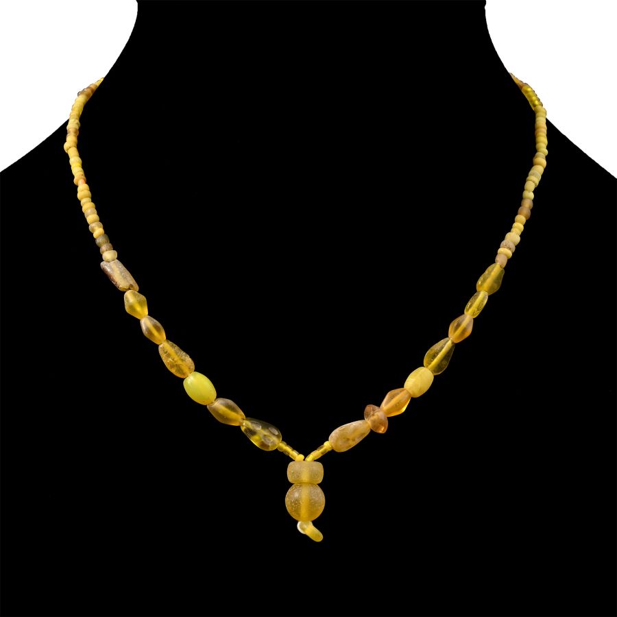 Roman and Later Amber-Coloured Glass Bead Necklace String