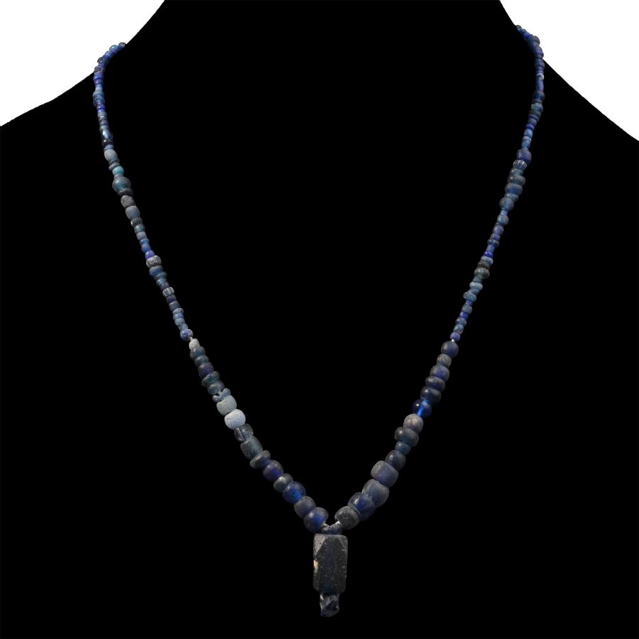 Roman Deep Blue Glass Bead Necklace String