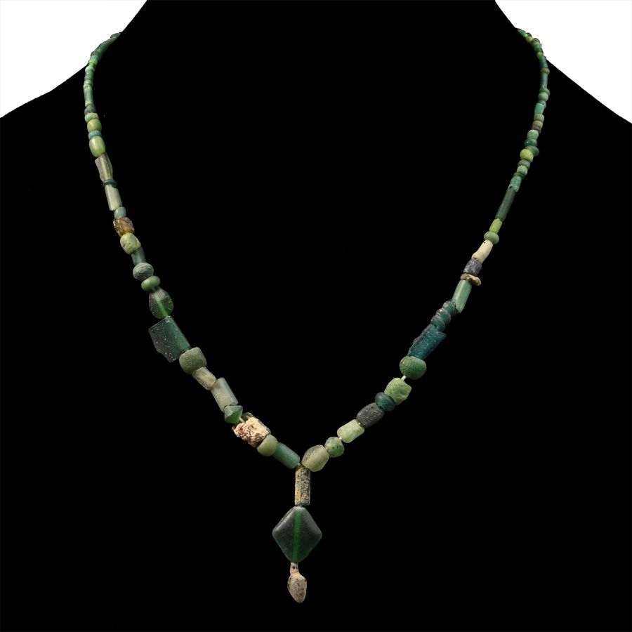 Roman Green Glass Bead Necklace String