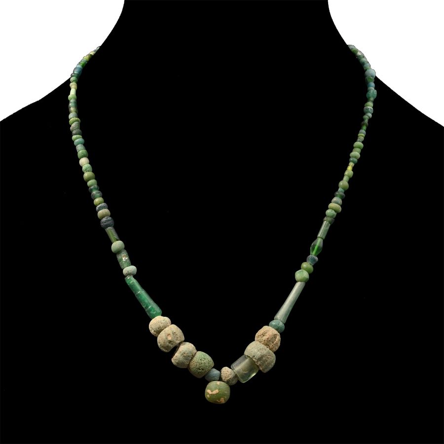 Roman Green Glass Bead Necklace String