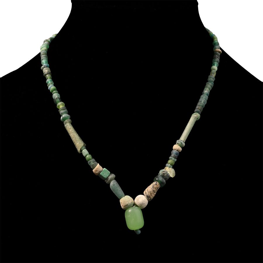 Roman Green Glass Bead Necklace String