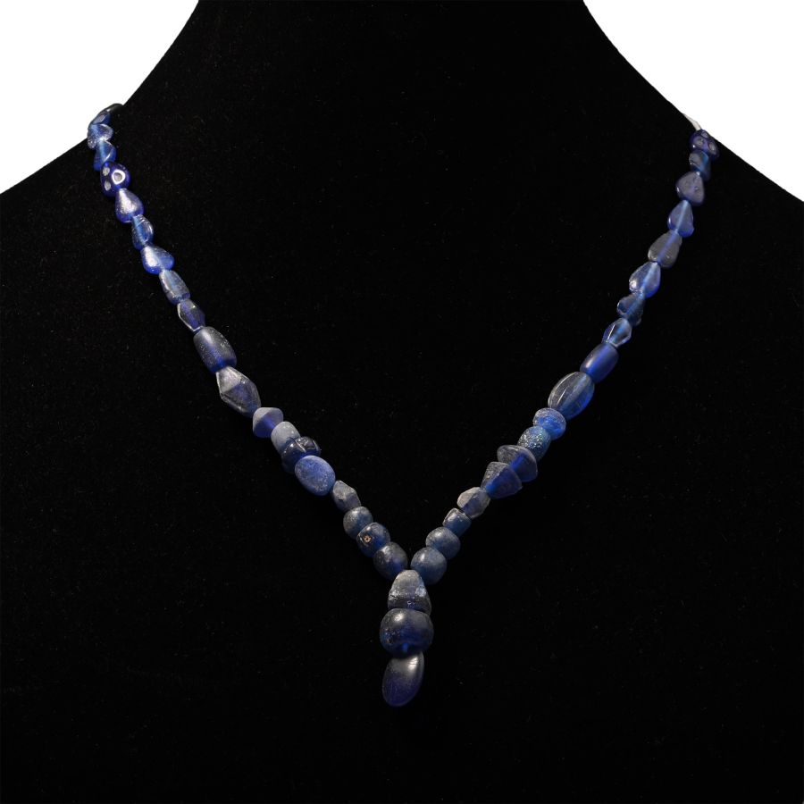 Roman Deep Blue Glass Bead Necklace String