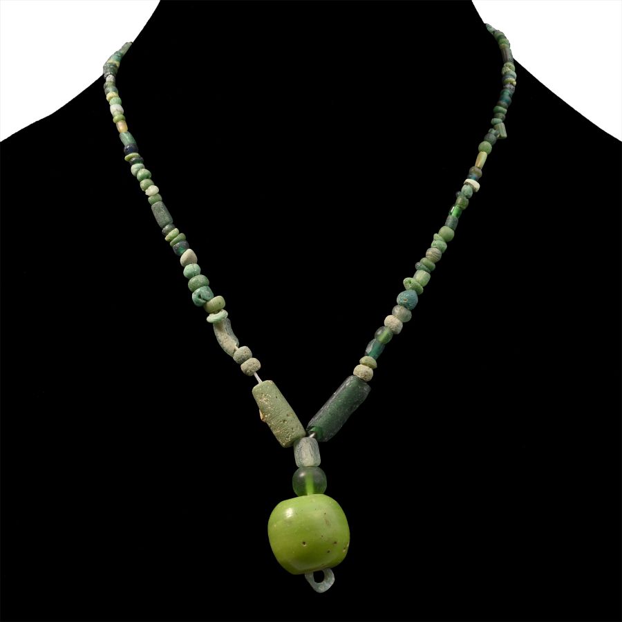 Roman Green Glass Bead Necklace String