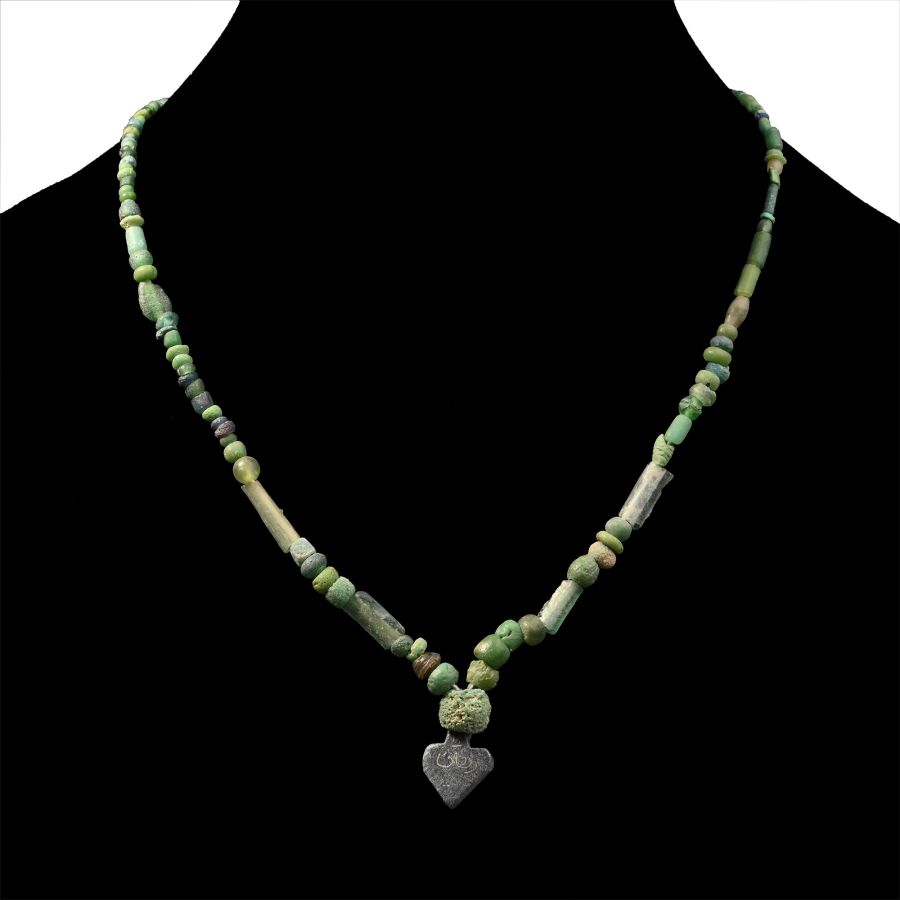 Roman Green Glass Bead Necklace String