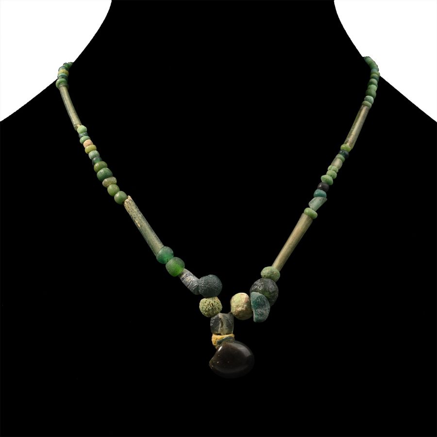 Roman Green Glass Bead Necklace String