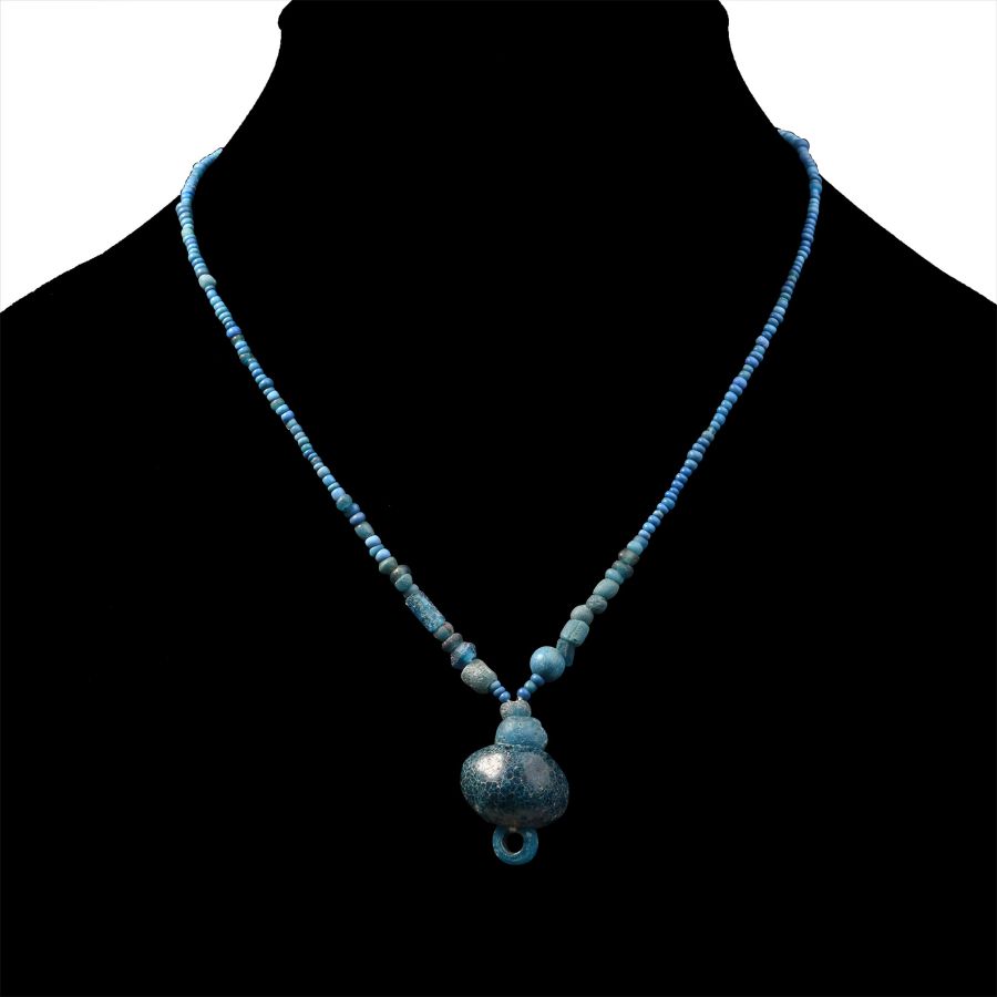 Roman Deep Blue Glass Bead Necklace String