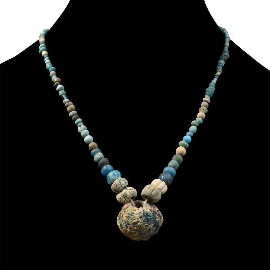 Achaemenid Blue Glass Bead Necklace String