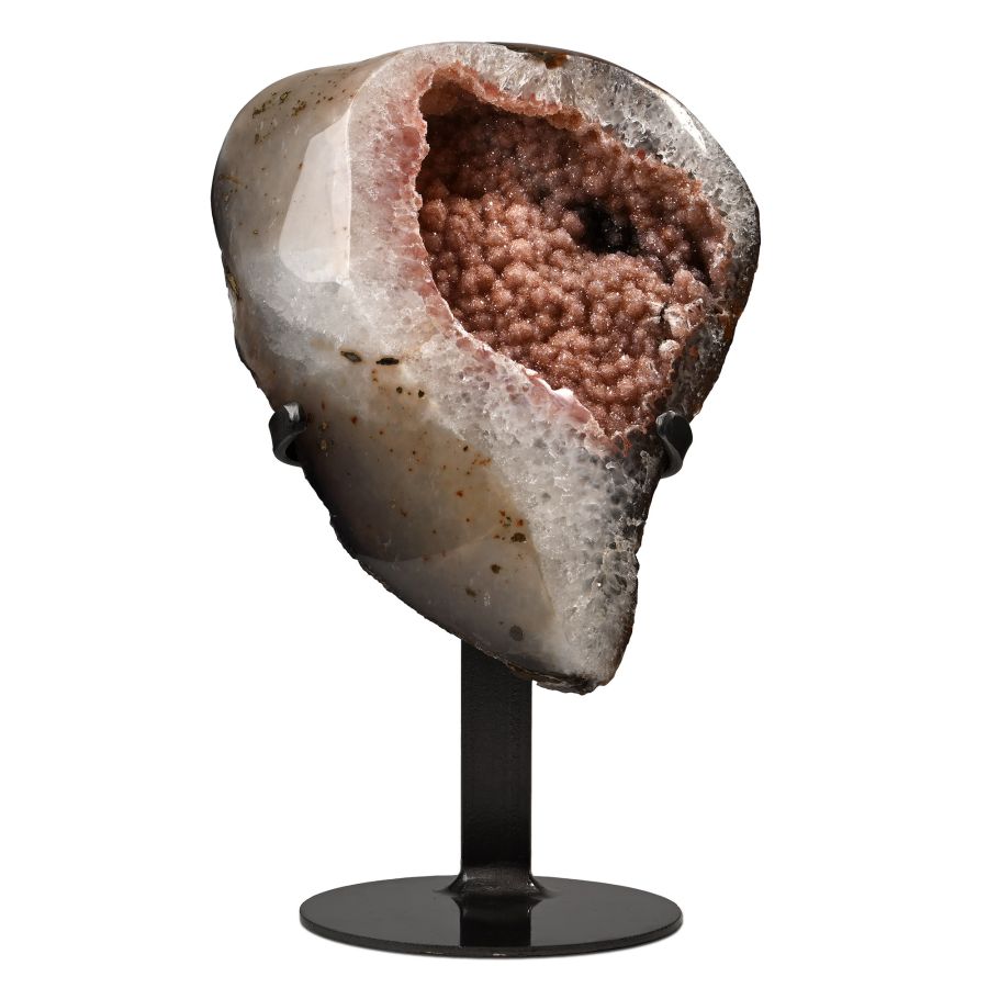 Pink Quartz Crystal Geode Display