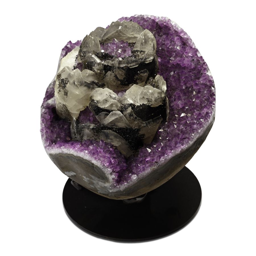 Amethyst Crystal Display with Calcite Rosette
