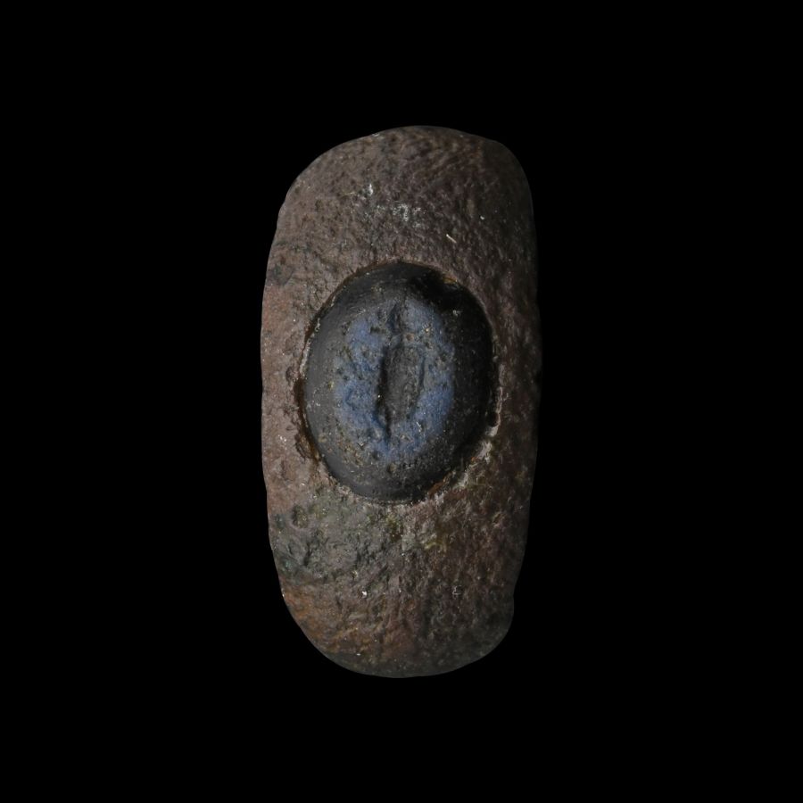 Roman Bronze Ring with Figural Intaglio