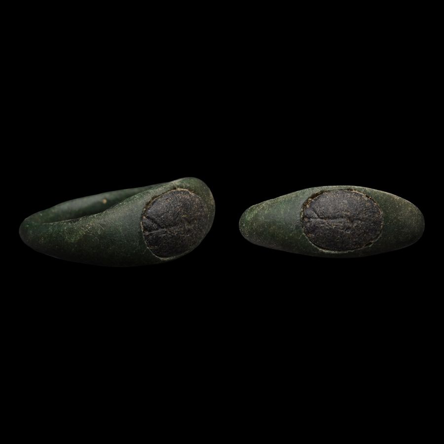 Roman Bronze Ring with Gemstone