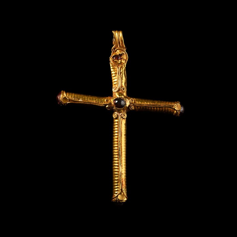 Large Byzantine Gold Cross Pendant