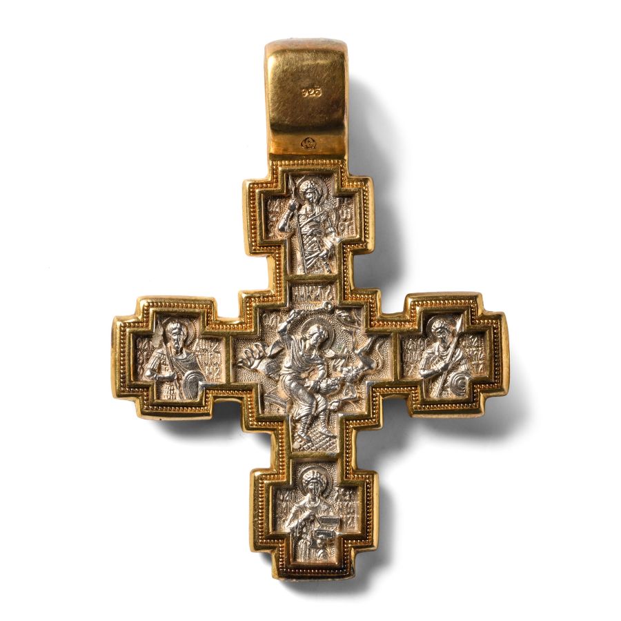 Russian Silver-Gilt Cross Pendant