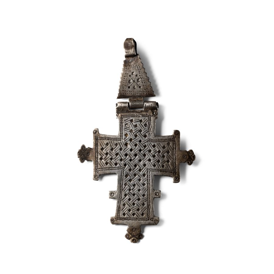 Ethiopian White Metal Cross Pendant