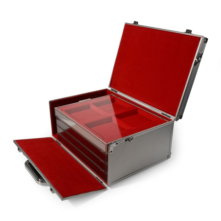 Four Lindner Collector Trays in Aluminium Carry Case with Keys
