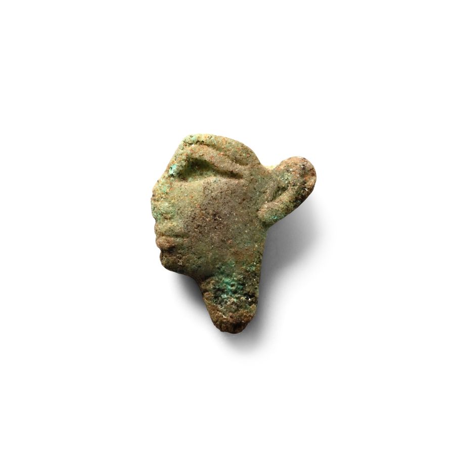 Egyptian Green Glass Pharaonic Face Inlay