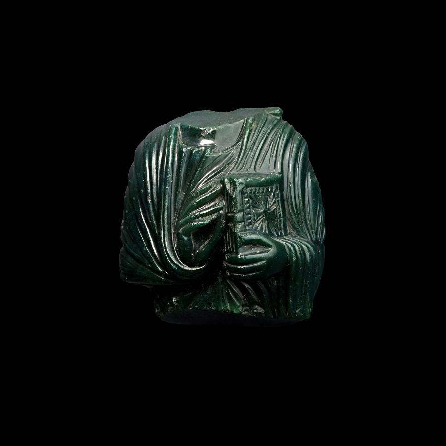 Byzantine Nephrite Icon Fragment with Christ Blessing