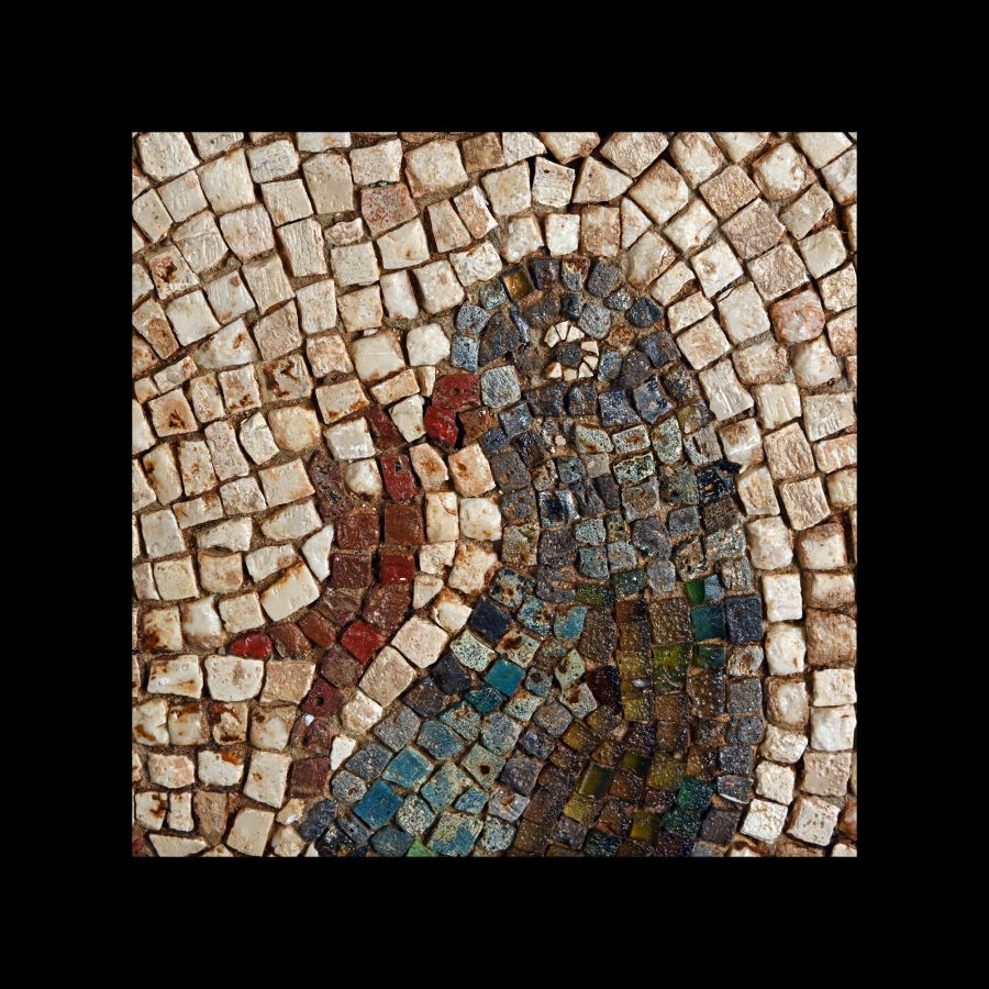 Large Late Roman Mosaic with Inlaid Glass Birds