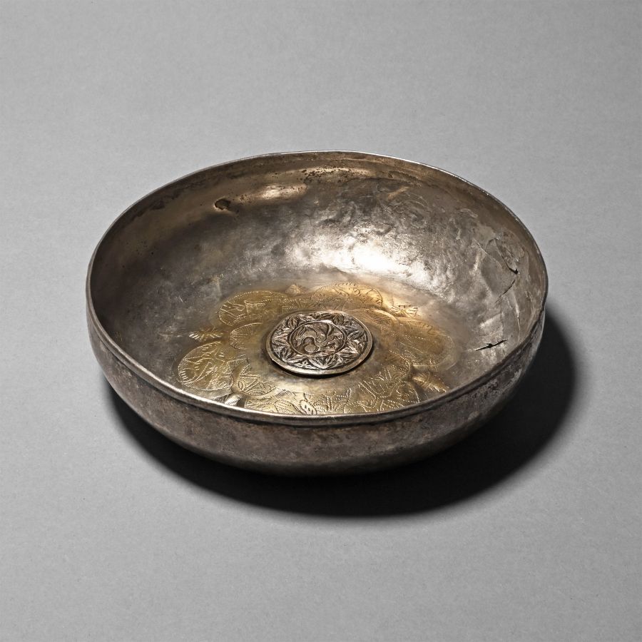 Scandinavian Silver Bowl with Embossed Centre