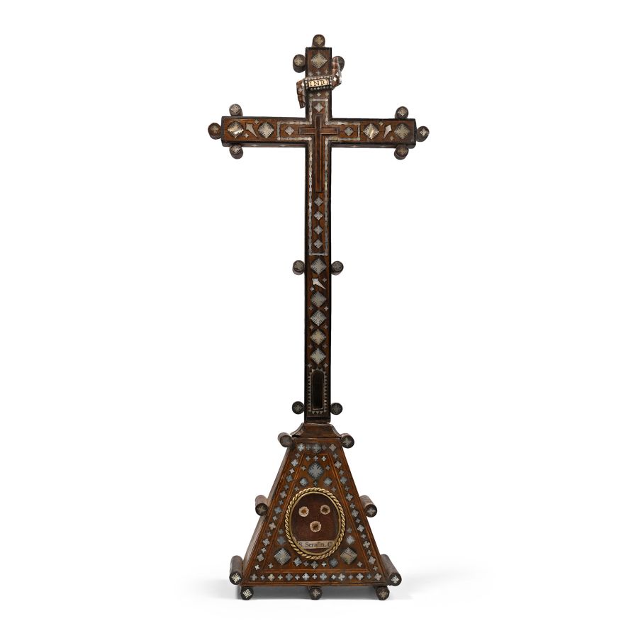 Jerusalem Cross with Inlaid Mother of Pearl and Relics of Saint Serafin