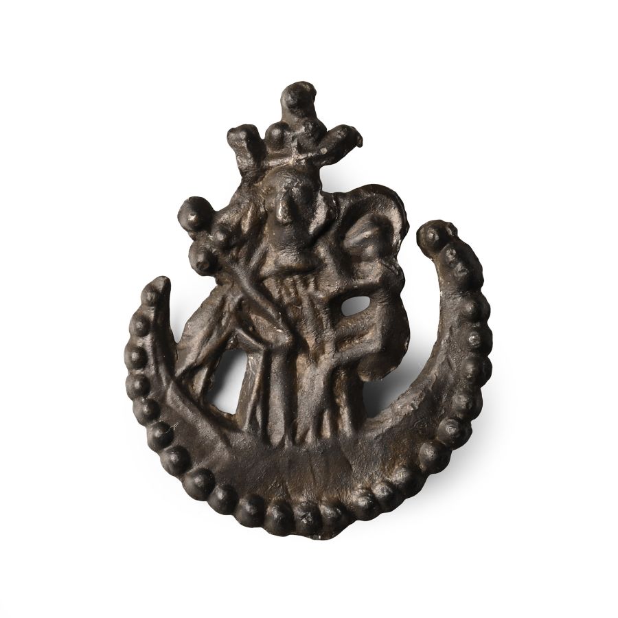 Medieval 'Thames' Pewter Pilgrim's Badge with Virgin & Child within Crescent Moon