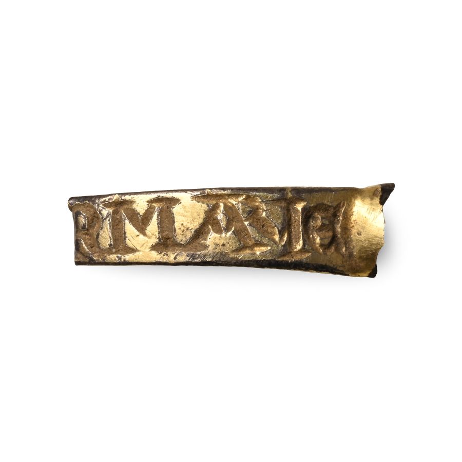 Medieval Inscribed Silver-Gilt Ring Section
