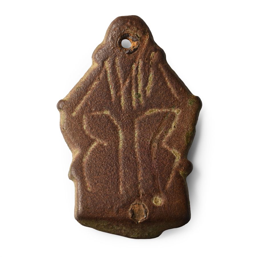 Anglo-Scandinavian Viking Bronze Stirrup Mount with Pseudo-Runes