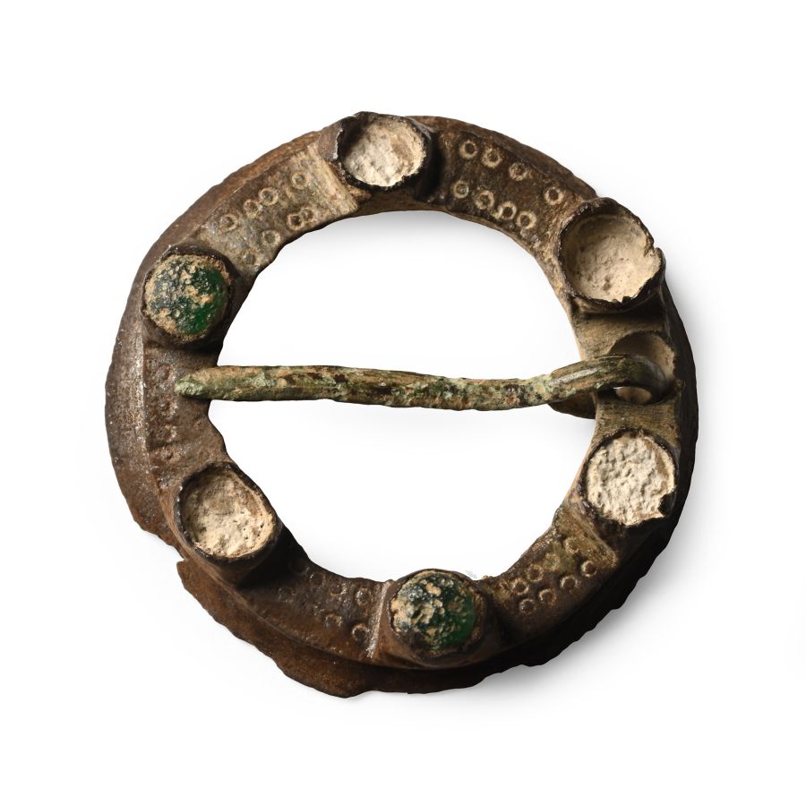 Medieval Bronze Turreted Ring Brooch