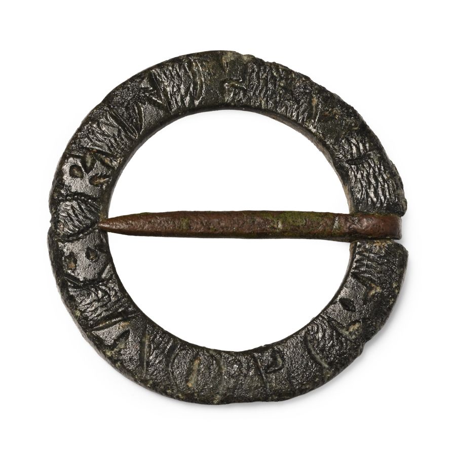 Medieval Bronze Inscribed Ring Brooch