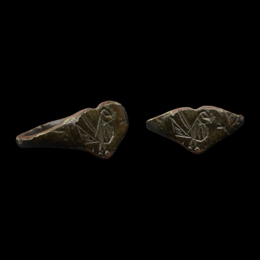 Byzantine Bronze Ring with Dove